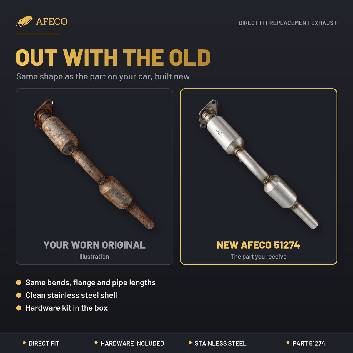 A worn original part next to the new AFECO 51274