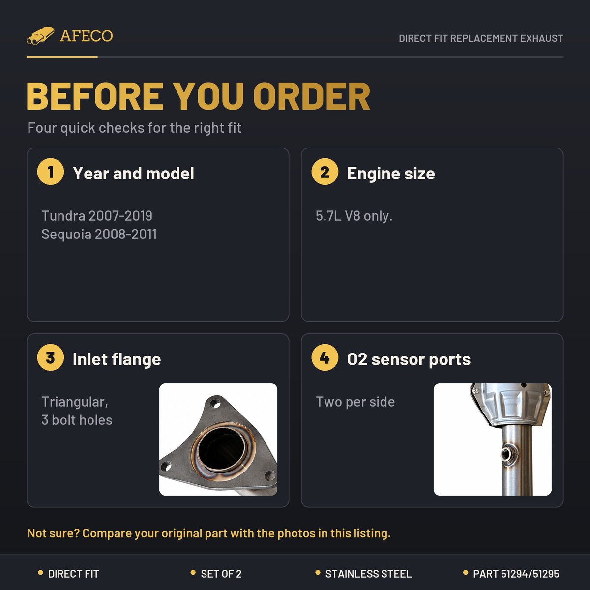 Checks before ordering AFECO 51294/51295