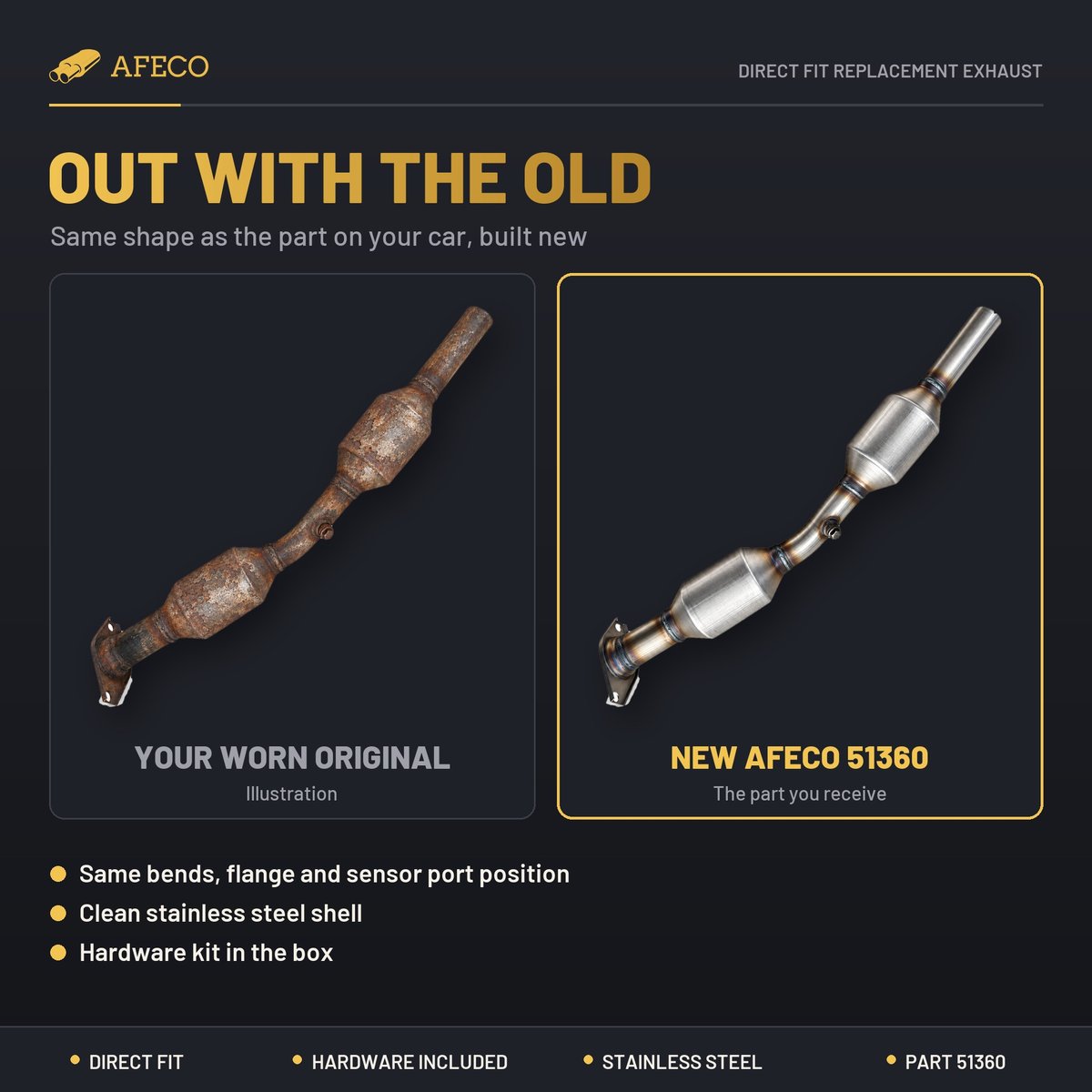 A worn original part next to the new AFECO 51360