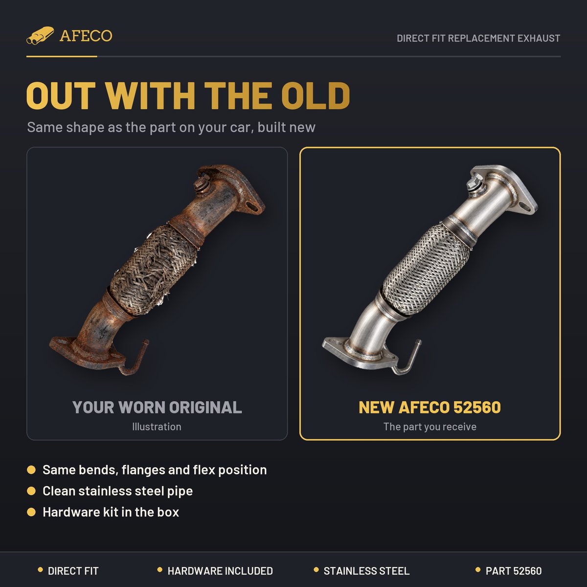 A worn original part next to the new AFECO 52560